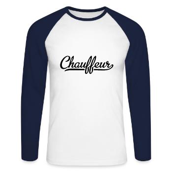Chauffeur - T-shirt baseball manches longues Homme - blanc/marine - Devant - Nik (191cm)