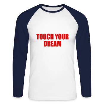 touch you dream - Unisex Long Sleeve Baseball T-Shirt - white/navy - Front - Nik (191cm)