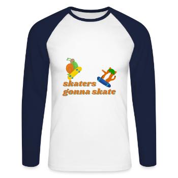 Skaters going to Skate - Unisex Long Sleeve Baseball T-Shirt - white/navy - Front - Nik (191cm)