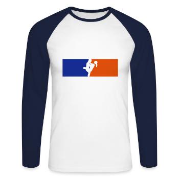 logo france sexe couple amour position logo - T-shirt baseball manches longues Homme - blanc/marine - Devant - Nik (191cm)