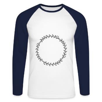 Fleurs, guirlande, ornement, monogramme, vintage, amour - T-shirt baseball manches longues Homme - blanc/marine - Devant - Nik (191cm)