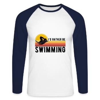 Nager - T-shirt baseball manches longues Homme - blanc/marine - Devant - Nik (191cm)