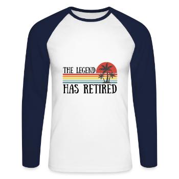Retraite - Pension - T-shirt baseball manches longues Homme - blanc/marine - Devant - Nik (191cm)