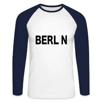 Berlin Souvenir Deutschland Geschenk Skyline - Unisex Baseballshirt langarm - Weiß/Navy - Vorne - Nik (191cm)