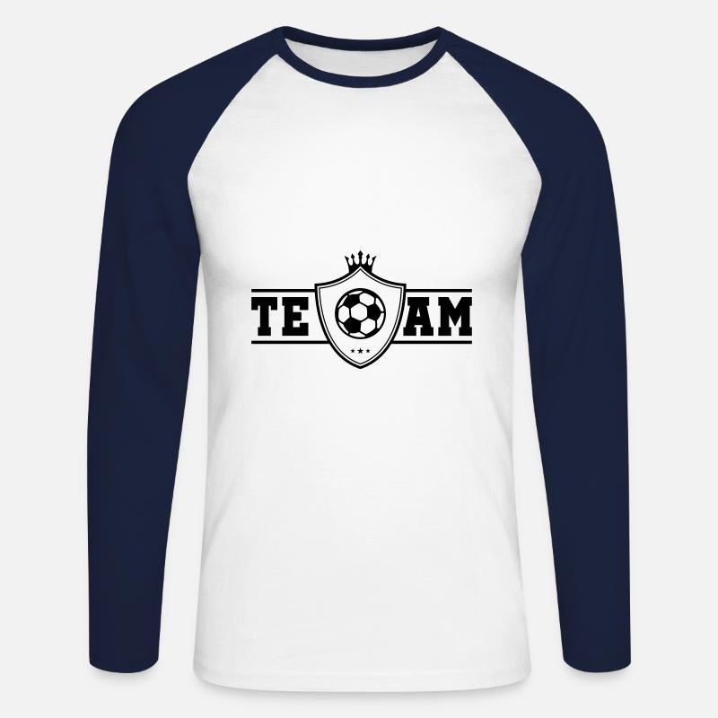 fussball wappen team - Unisex Baseballshirt langarm - Weiß/Navy