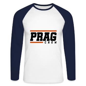 prag crew - Unisex Baseballshirt langarm - Weiß/Navy - Vorne - Nik (191cm)