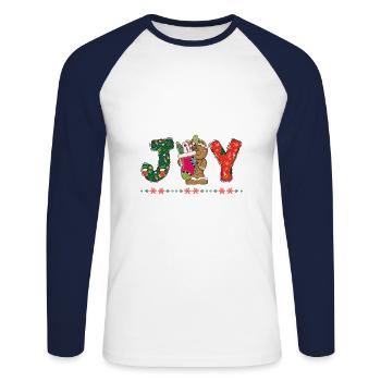 Frohe Weihnachten Weihnachtsmann Hohoho - Unisex Baseballshirt langarm - Weiß/Navy - Vorne - Nik (191cm)