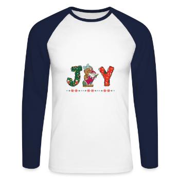 Frohe Weihnachten Weihnachtsmann Hohoho - Unisex Baseballshirt langarm - Weiß/Navy - Vorne - Nik (191cm)