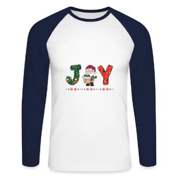 Frohe Weihnachten Weihnachtsmann Hohoho - Unisex Baseballshirt langarm - Weiß/Navy - Vorne - Nik (191cm)