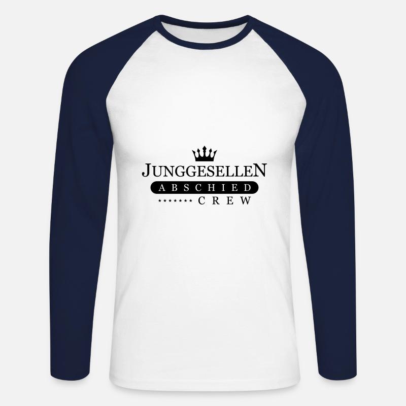 junggesellenabschied crew krone - Unisex Baseballshirt langarm - Weiß/Navy