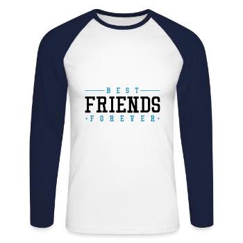 best friends forever - Unisex Long Sleeve Baseball T-Shirt - white/navy - Front - Nik (191cm)
