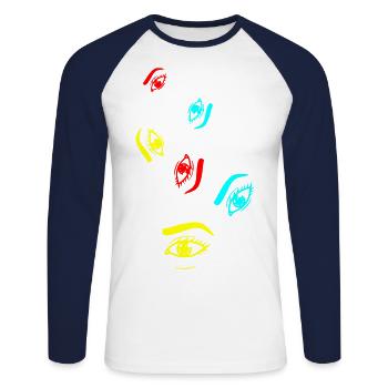 Eye symbol - Unisex Long Sleeve Baseball T-Shirt - white/navy - Front - Nik (191cm)