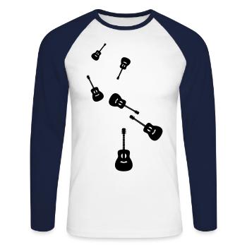 Guitar Acoustics - Unisex Long Sleeve Baseball T-Shirt - white/navy - Front - Nik (191cm)