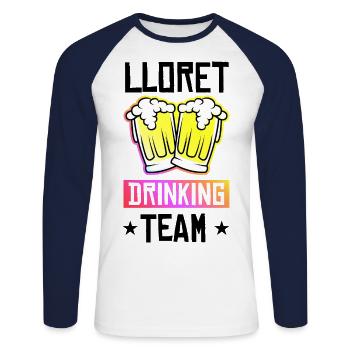Lloret De Mar Drinking Team - T-shirt baseball manches longues Homme - blanc/marine - Devant - Nik (191cm)