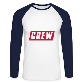 crew - Unisex Long Sleeve Baseball T-Shirt - white/navy - Front - Nik (191cm)