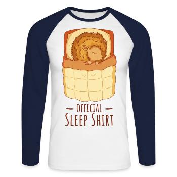 Chemise de sommeil officielle Hedgehog pour les fans de Hedgeho - T-shirt baseball manches longues Homme - blanc/marine - Devant - Nik (191cm)