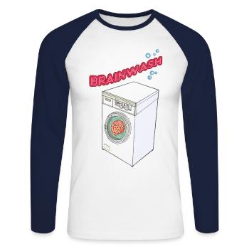 LAVER - T-shirt baseball manches longues Homme - blanc/marine - Devant - Nik (191cm)