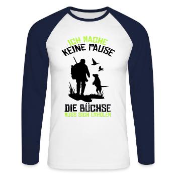 Jagen Hasenjagd Kaninchenjagd Schützenverein - Unisex Baseballshirt langarm - Weiß/Navy - Vorne - Nik (191cm)