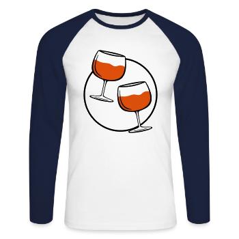 cercle de verre de vin rouge - T-shirt baseball manches longues Homme - blanc/marine - Devant - Nik (191cm)