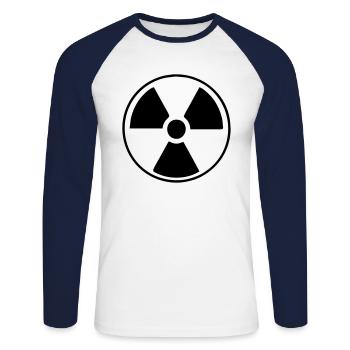 Radioactive Radioactive Symbol Pictogram Vector - Unisex Long Sleeve Baseball T-Shirt - white/navy - Front - Nik (191cm)