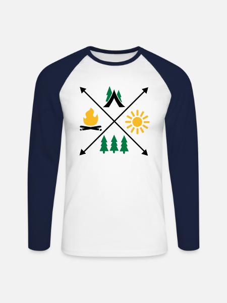 Camping - Unisex Long Sleeve Baseball T-Shirt - white/navy