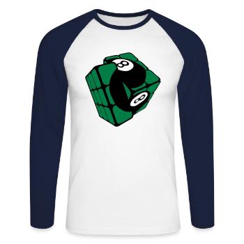 cube billard boule rubi forme - T-shirt baseball manches longues Homme - blanc/marine - Devant - Nik (191cm)
