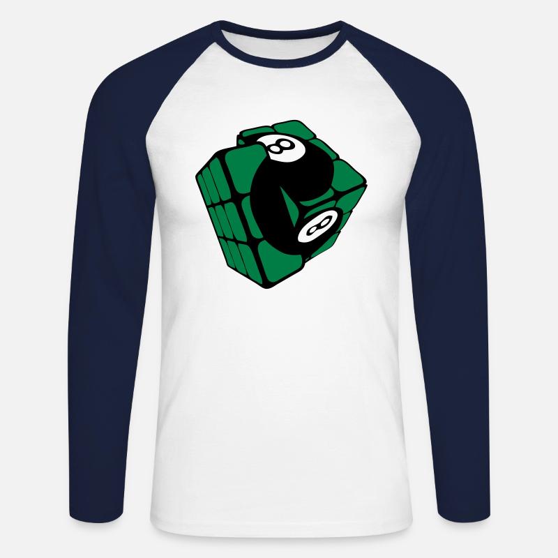 Würfel Billardkugel-Rubi-Form - Unisex Baseballshirt langarm - Weiß/Navy