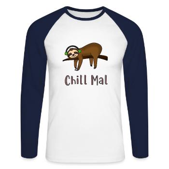 Chill Mal - Unisex Baseballshirt langarm - Weiß/Navy - Vorne - Nik (191cm)