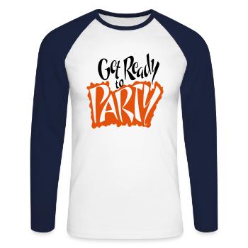 Get Ready to Party Fêter flirter les potes - T-shirt baseball manches longues Homme - blanc/marine - Devant - Nik (191cm)