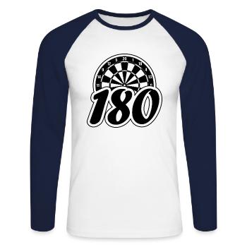Dartboard 180 Darts Dart Darts Darts Player - T-shirt baseball manches longues Homme - blanc/marine - Devant - Nik (191cm)