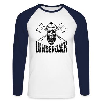 Holzfäller Förster Forstwirt Axt - Unisex Baseballshirt langarm - Weiß/Navy - Vorne - Nik (191cm)