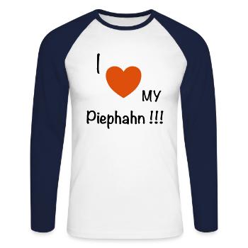 J'aime mon coin - T-shirt baseball manches longues Homme - blanc/marine - Devant - Nik (191cm)