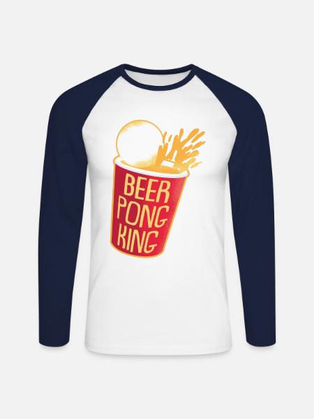Beer pong - Unisex Long Sleeve Baseball T-Shirt - white/navy