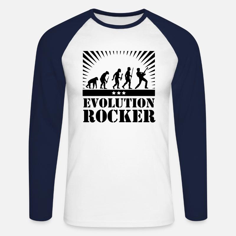 Evolution Rocker - Unisex Long Sleeve Baseball T-Shirt - white/navy