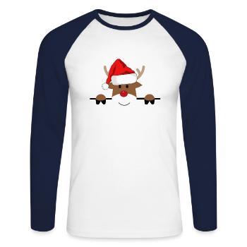 Rudolph - T-shirt baseball manches longues Homme - blanc/marine - Devant - Nik (191cm)