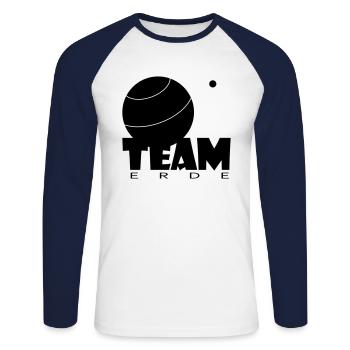 TEAM EARTH - Earth Planet Moon Space - Unisex Long Sleeve Baseball T-Shirt - white/navy - Front - Nik (191cm)