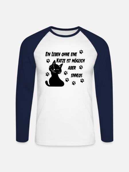 KATZE - KATZE - KATZE - KATZE - Unisex Baseballshirt langarm - Weiß/Navy