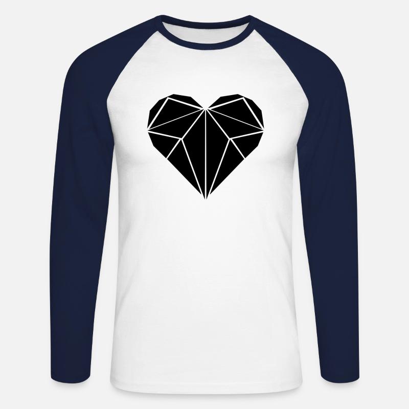 Herz Herz Herz - Unisex Baseballshirt langarm - Weiß/Navy