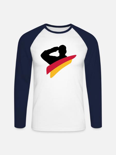 Veteran Deutschland Logo - Unisex Baseballshirt langarm - Weiß/Navy