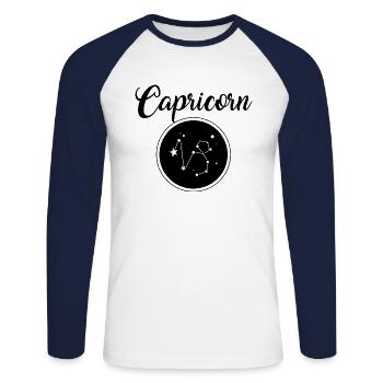 Capricorne Capricorne - T-shirt baseball manches longues Homme - blanc/marine - Devant - Nik (191cm)