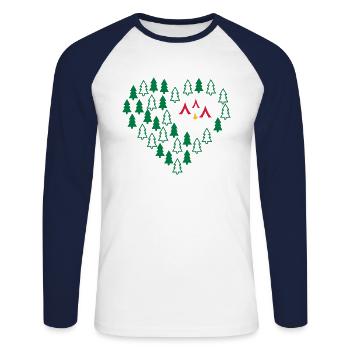 Camping - Unisex Long Sleeve Baseball T-Shirt - white/navy - Front - Nik (191cm)