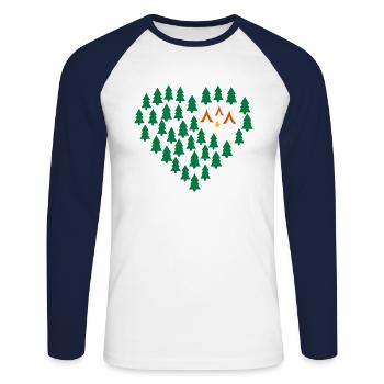 Camping - Unisex Long Sleeve Baseball T-Shirt - white/navy - Front - Nik (191cm)