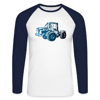 Kirovets K700 Traktor K70 - Unisex Baseballshirt langarm - Weiß/Navy - Vorne - Nik (191cm)