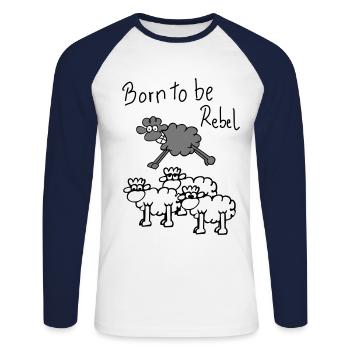 jumping sheep - Unisex Long Sleeve Baseball T-Shirt - white/navy - Front - Nik (191cm)