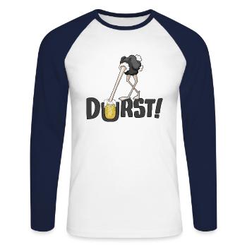 Durst Bier Trinken Alkohol Liebhaber - Unisex Baseballshirt langarm - Weiß/Navy - Vorne - Nik (191cm)