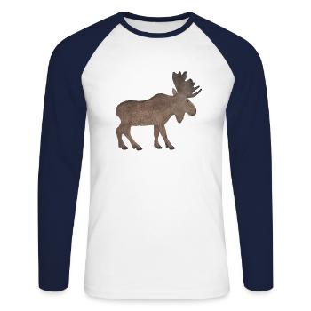 Elk - Unisex Long Sleeve Baseball T-Shirt - white/navy - Front - Nik (191cm)