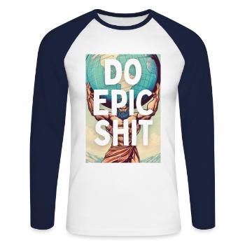 Do Epic Shit - Unisex Baseballshirt langarm - Weiß/Navy - Vorne - Nik (191cm)