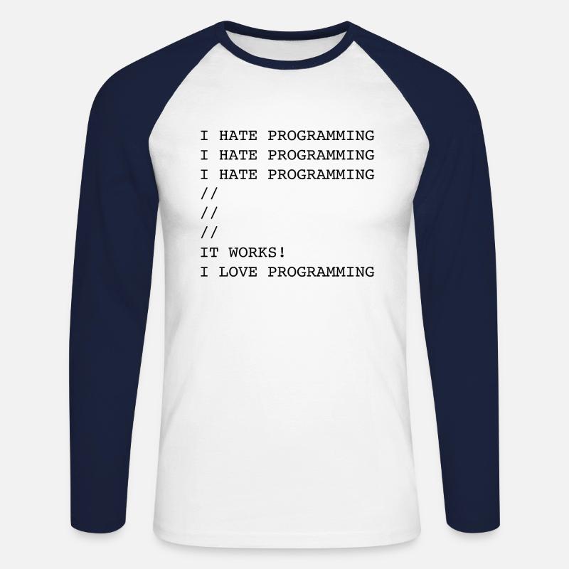I Hate Programming - Unisex Baseballshirt langarm - Weiß/Navy