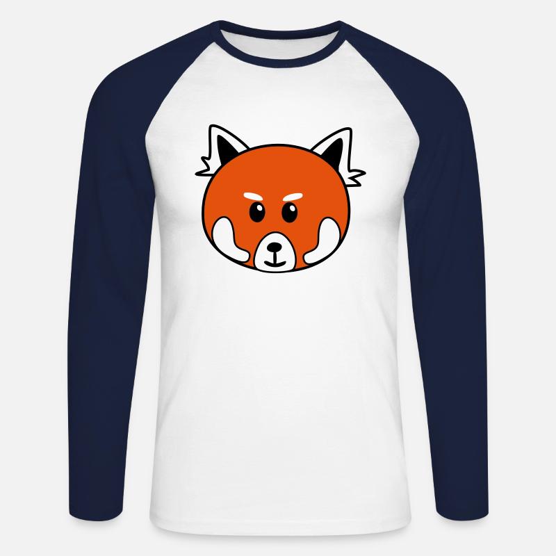Netter roter Panda - Unisex Baseballshirt langarm - Weiß/Navy