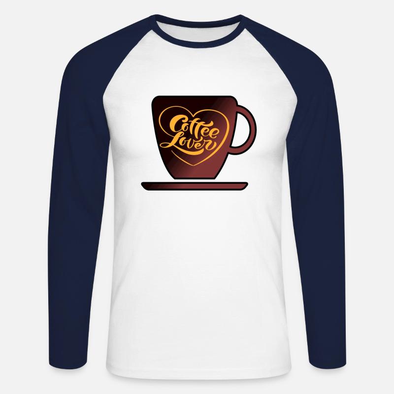 Kaffee trinken Kaffeetrinker Kaffeebohne Geschenk - Unisex Baseballshirt langarm - Weiß/Navy